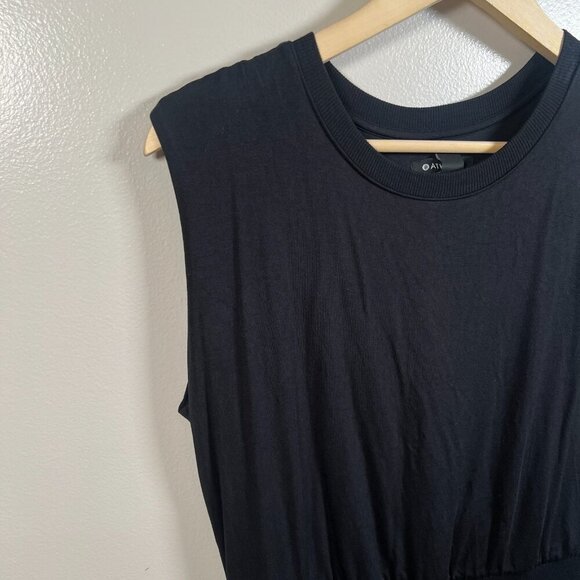 Athleta Santorini Cinch Midi Dress Size Medium Black Work Travel Athleisure - Picture 5 of 10